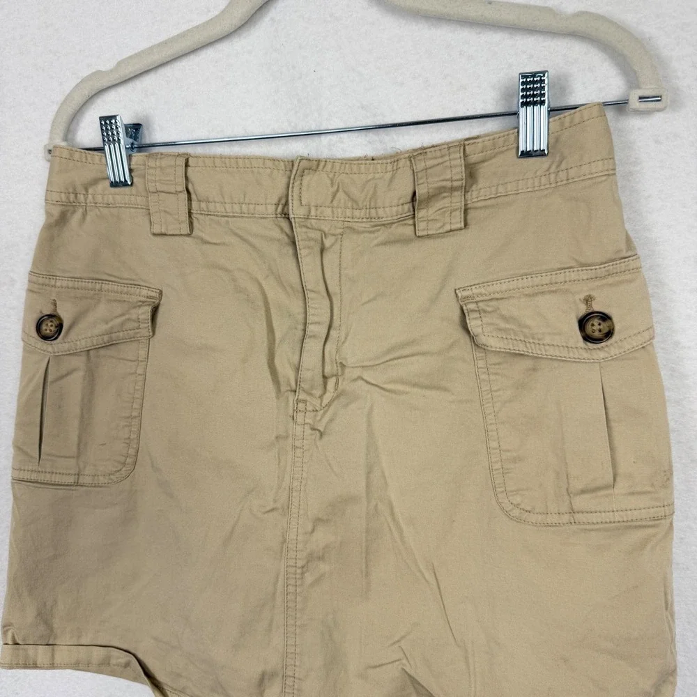 Skort Womens 6 Cargo Utility Pockets Cotton Blend Khaki Tan Casual